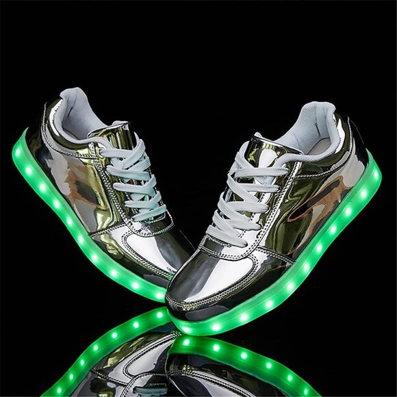 ⚡Unisex Silver USB Charging Light Up Shoes Sports LED Dancing Sneakers Lace Up - Picture 3 of 8
